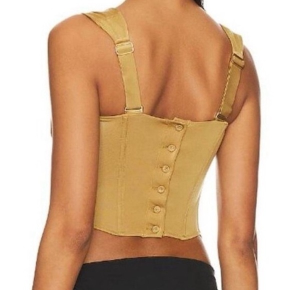 NWT $128 FREE PEOPLE x HAH Knock Out Corset boudoir Top Size Small Shroom Gold S - Picture 2 of 14